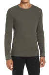 Vince Pima Cotton Blend Thermal Waffle Knit Tee In Frog