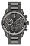 Movado Men's Bold Verso Gunmetal Ionic Plated Steel Bracelet Watch 44mm In Gun Metal / Gunmetal