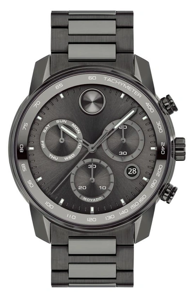 Movado Men's Bold Verso Gunmetal Ionic Plated Steel Bracelet Watch 44mm In Gun Metal / Gunmetal