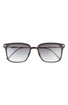 Tom Ford Hayden 54mm Square Sunglasses In Matte Black / Gradient Smoke