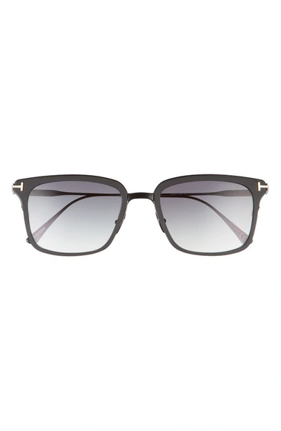 Tom Ford Hayden 54mm Square Sunglasses In Matte Black / Gradient Smoke