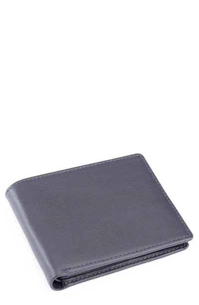 Royce Rfid Leather Trifold Wallet In Navy Blue