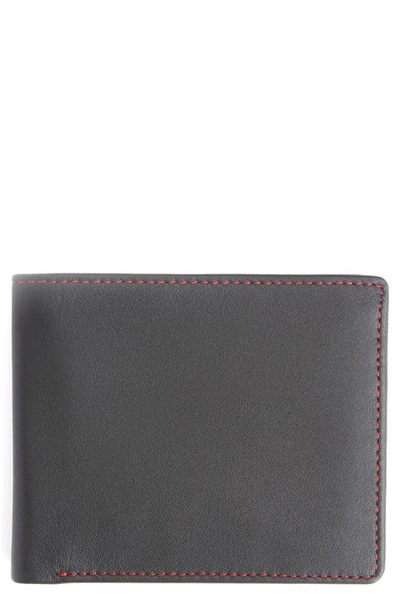 Royce Rfid Leather Trifold Wallet In Black/ Red