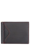 Royce Rfid Leather Money Clip Card Case In Black/ Red