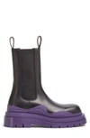 Bottega Veneta Men's The Tire Leather Chunky Chelsea Boots In Black/ Purple/ Purple