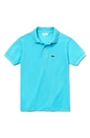 Lacoste Kids' Classic Pique Polo In Turquoise