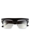 Tom Ford Renee 52mm Gradient Flat Top Square Glasses In Black/ Smoke Mirror