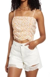 Bp. Ruched Crop Camisole In Orange- White Tamara Daisy