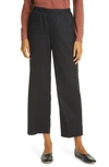 Eileen Fisher Straight Leg Organic Linen Ankle Pants In Black