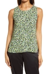 Halogenr Halogen(r) Scoop Neck Woven Shell In Green Tutti Print