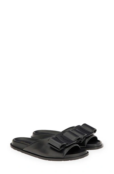 Ferragamo Salvatore  Viva Bow Slides In Nero