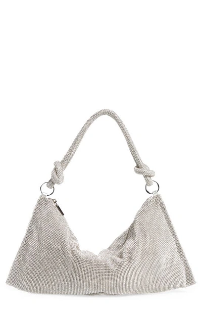 Cult Gaia Hera Knotted Rhinestone Mini Shoulder Bag In Clear/silver