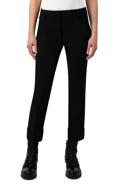 Akris Maxima Double Face Wool Blend Cuff Crop Pants In Navy