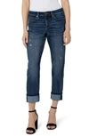 Liverpool Los Angeles Marley Cuffed High Rise Ankle Straight Girlfriend Jeans In Bartlett In Blue Mesa