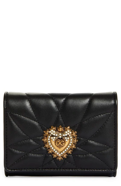 Dolce & Gabbana Devotion Matelasse Wallet In Black