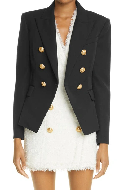 Balmain Spencer Jacket In Grain De Poudre In Black