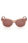 Max Mara 56mm Butterfly Sunglasses In Shiny Light Brown / Brown