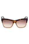 Max Mara Logo2 Gradient Acetate Butterfly Sunglasses In Havana/ Other / Gradient Brown