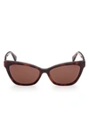 Max Mara 58mm Cat Eye Sunglasses In Dark Havana / Brown