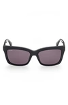 Max Mara 55mm Rectangular Sunglasses In Shiny Black / Smoke