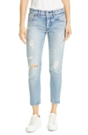 MOUSSY ABERDEEN DISTRESSED TAPERED ANKLE JEANS,025EAC11-2801