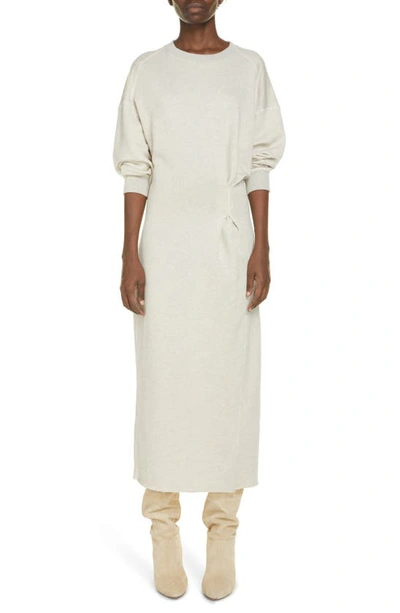Isabel Marant Étoile Meg Long Sleeve Recycled Cotton & Linen Blend Midi Dress In Ecru