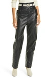 Isabel Marant Étoile Tessini Vegan Leather Straight-leg Pants In Black