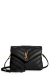 Saint Laurent Loulou Toy Quilted Suede Crossbody Bag In 1000 Nero