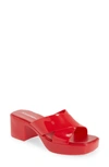 Jeffrey Campbell Women's Bubblegum Jelly Platform High Heel Slide Sandals In Red