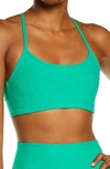 Beyond Yoga Space Dye Slim Racerback Sports Bra In Green Grass Heather