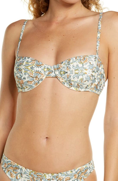 Tory Burch Floral Print Underwire Bikini Top In Indienne Canvas