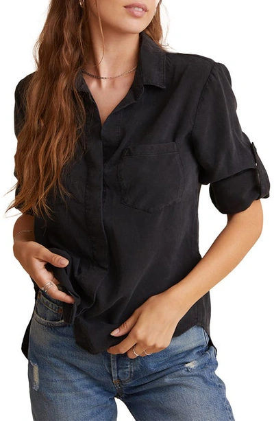 Bella Dahl Split Back Button-down Blouse In Black