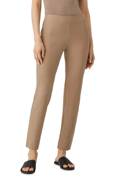 Eileen Fisher Slim Knit Ankle Pants In Barley