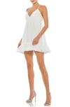 Mac Duggal Ruffle V-neck Criss-cross Mini Dress - Final Sale In White