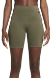 Nike Women's One Mid-rise 7" Biker Shorts In Medium Olive/black