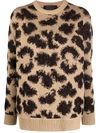 Philipp Plein Long-sleeved Lurex Leopard Jumper In Braun