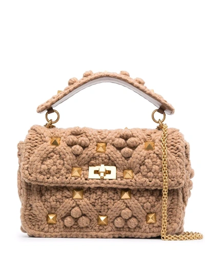 Valentino Garavani Rockstud-embellished Crossbody Bag In Neutrals
