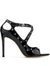 Giuseppe Zanotti Alyson 105 Rivet Sandals In Patent Leather- Delivery In 3-4 Weeks In Schwarz