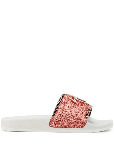 Giuseppe Zanotti Glitter-embellished Halley Slides In Rosa
