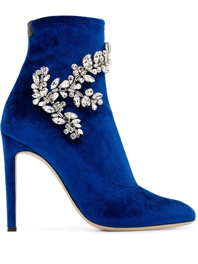 Giuseppe Zanotti Celeste Crystal-embellished Boots In Blue