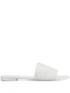 Giuseppe Zanotti Adelia Flat Swarovski Crystal Suede Sandals In Silber