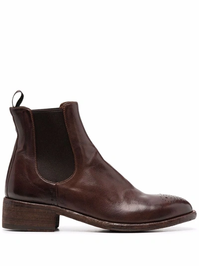 Officine Creative Leather Chelsea Boots In Braun