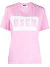 Msgm Logo-print Cotton T-shirt In Pink