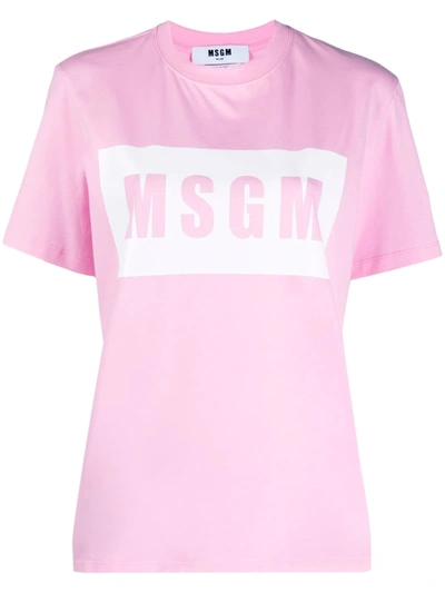 Msgm Logo-print Cotton T-shirt In 粉色