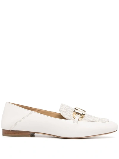 Michael Michael Kors Izzy Leather Loafers In Weiss