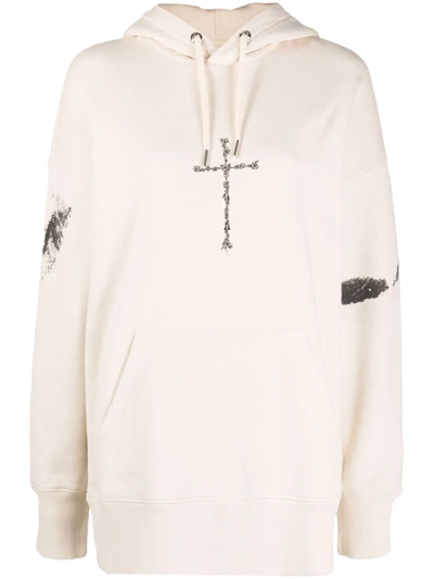 Givenchy Cross Print Oversized Hoodie In Cream