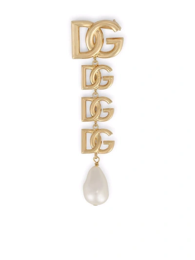 Dolce & Gabbana Multi-logo Brooch In Gold