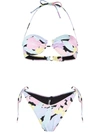 Reina Olga Blue Penny Floral Print Bikini Set In Blau