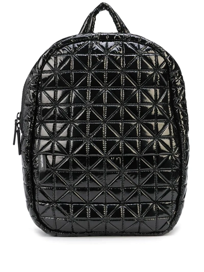 Veecollective Quilted Geometric Backpack In Black Vinyl