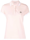Moncler Logo Cotton Jersey Polo Shirt In Rosa